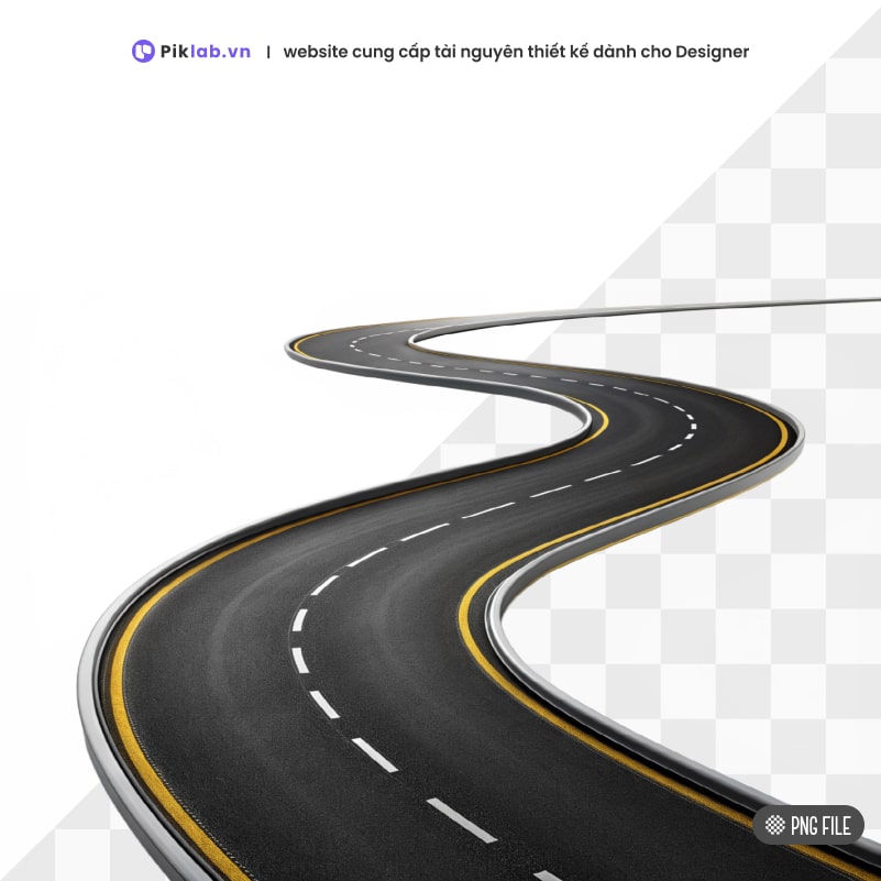 Design resource roadways 3D render with lines realistic abstract 3d road isolated on transparent background PNG con đường